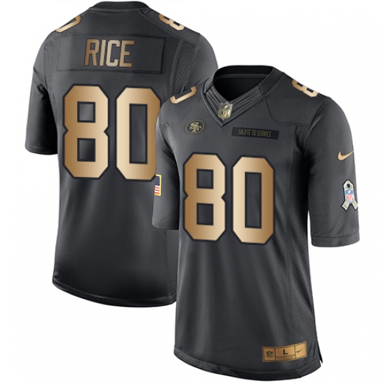 Men's Nike San Francisco 49ers #80 Jerry Rice Limited Black/Gold Salute to Service NFL Jersey - Ujersey