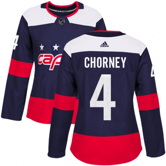 Women's Adidas Washington Capitals #4 Taylor Chorney Authentic Navy Blue 2018 Stadium Series NHL Jersey