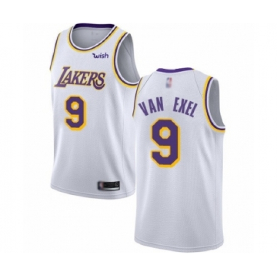 Women's Los Angeles Lakers #9 Nick Van Exel Authentic White Basketball Jerseys - Association Edition - Ujersey