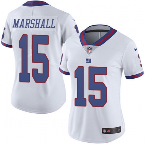 Women's Nike New York Giants #15 Brandon Marshall Limited White Rush Vapor Untouchable NFL Jersey - Ujersey