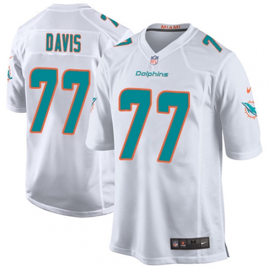 Men's Nike Miami Dolphins #77 Jesse Davis Game White NFL Jersey - Ujersey
