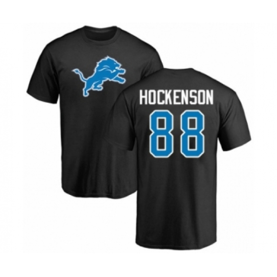 Football Detroit Lions #88 T.J. Hockenson Black Name & Number Logo T-Shirt - Ujersey