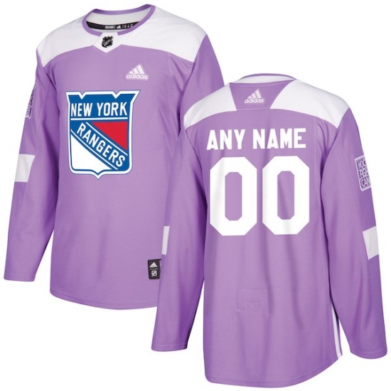 Men's New York Rangers adidas Purple Hockey Fights Cancer Custom Practice Jersey - Ujersey