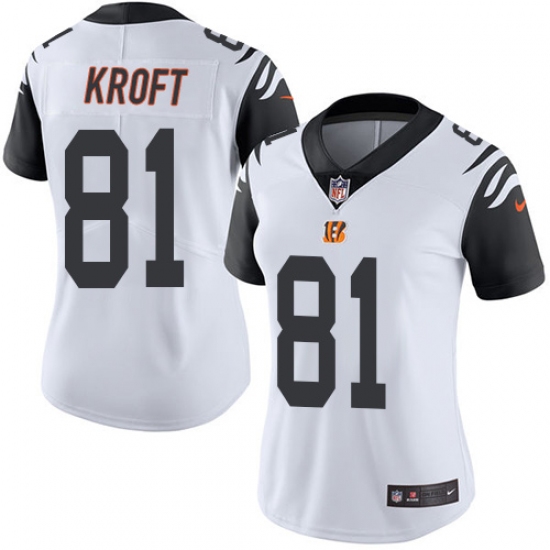 Women's Nike Cincinnati Bengals #81 Tyler Kroft Limited White Rush Vapor Untouchable NFL Jersey - Ujersey