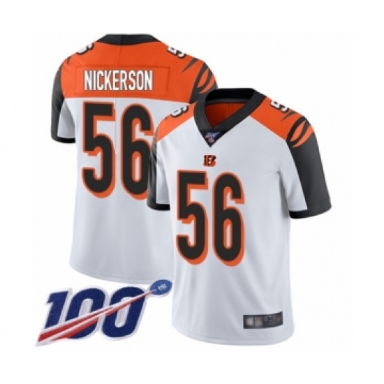 Men's Cincinnati Bengals #56 Hardy Nickerson White Vapor Untouchable Limited Player 100th Season Football Jersey - Ujersey