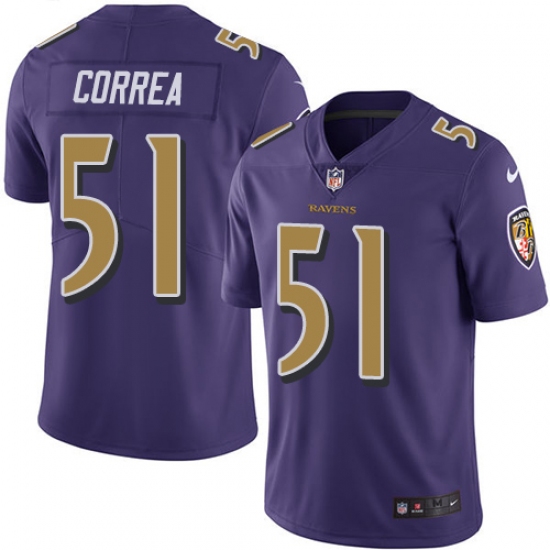 Men's Nike Baltimore Ravens #51 Kamalei Correa Limited Purple Rush Vapor Untouchable NFL Jersey - Ujersey