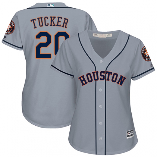 Women's Majestic Houston Astros #20 Preston Tucker Authentic Grey Road Cool Base MLB Jersey - Ujersey