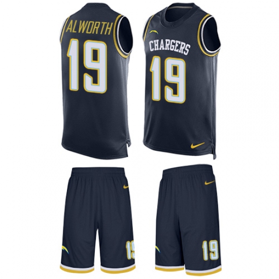 Men's Nike Los Angeles Chargers #19 Lance Alworth Limited Navy Blue Tank Top Suit NFL Jersey - Ujersey