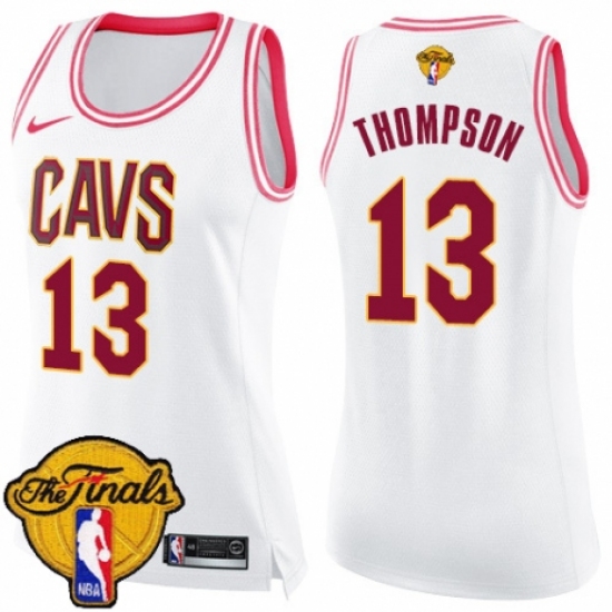 Women's Nike Cleveland Cavaliers #13 Tristan Thompson Swingman White/Pink Fashion 2018 NBA Finals Bound NBA Jersey