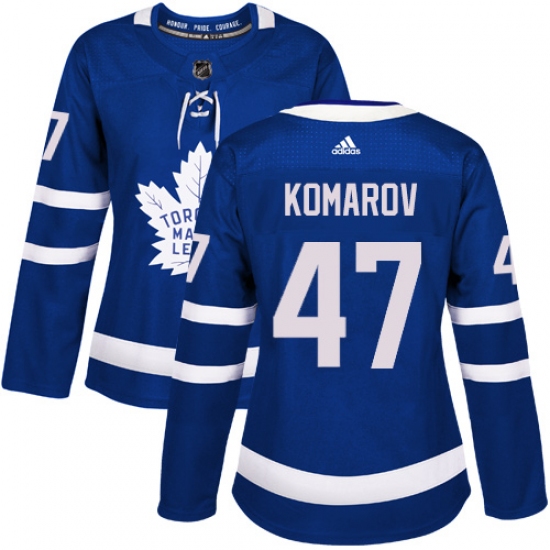 Women's Adidas Toronto Maple Leafs #47 Leo Komarov Authentic Royal Blue Home NHL Jersey - Ujersey