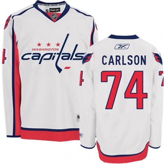 Youth Reebok Washington Capitals #74 John Carlson Authentic White Away NHL Jersey - Ujersey