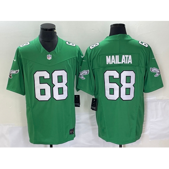 Men's Nike Philadelphia Eagles #68 Jordan Mailata Green 2023 F.U.S.E. Vapor Limited Throwback Stitched Football Jersey - Ujersey