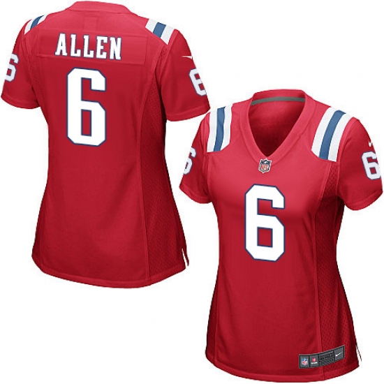 Women's Nike New England Patriots #6 Ryan Allen Game Red Alternate NFL Jersey - Ujersey