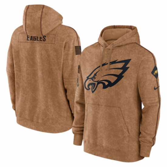 Men's Philadelphia Eagles Nike Brown 2023 Salute To Service Club Pullover Hoodie - Ujersey