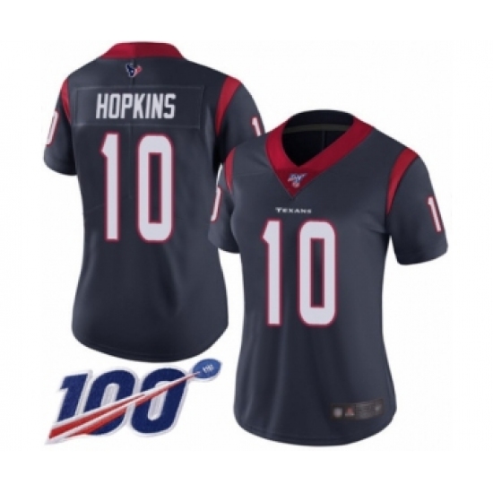 Women's Nike Houston Texans #10 DeAndre Hopkins Navy Blue Team Color Vapor Untouchable Limited Player 100th Season NFL Jersey - Ujersey
