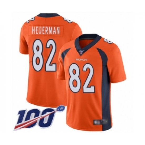 Men's Denver Broncos #82 Jeff Heuerman Orange Team Color Vapor Untouchable Limited Player 100th Season Football Jersey - Ujersey