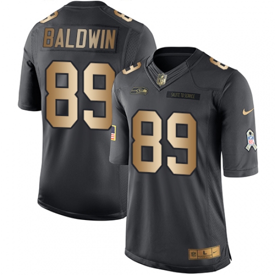 Men's Nike Seattle Seahawks #89 Doug Baldwin Limited Black/Gold Salute to Service NFL Jersey - Ujersey