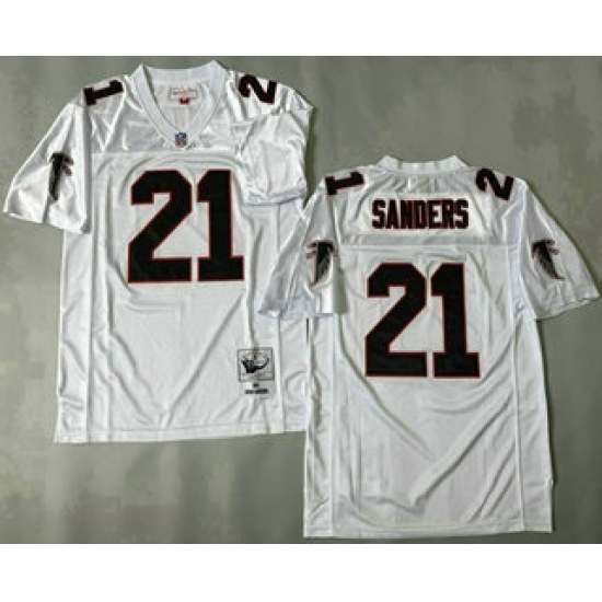 Men's Atlanta Falcons #21 Deion Sanders White 1992 Throwback Jersey - Ujersey