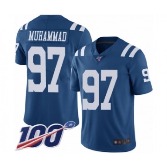 Men's Indianapolis Colts #97 Al-Quadin Muhammad Limited Royal Blue Rush Vapor Untouchable 100th Season Football Jersey - Ujersey