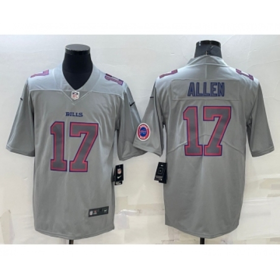 Men's Buffalo Bills #17 Josh Allen LOGO Grey Atmosphere Fashion 2022 Vapor Untouchable Stitched Limited Jersey - Ujersey