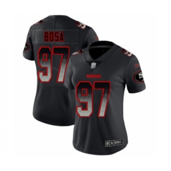 Women's San Francisco 49ers #97 Nick Bosa Limited Black Smoke Fashion Football Jersey - Ujersey