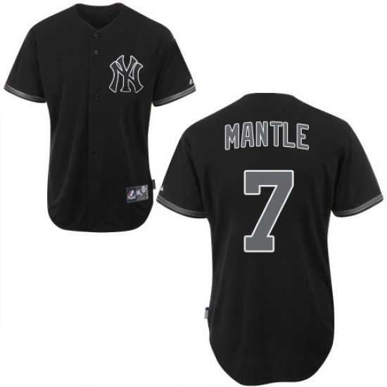 Men's Majestic New York Yankees #7 Mickey Mantle Authentic Black Fashion MLB Jersey