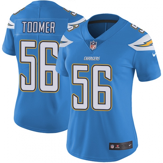 Women's Nike Los Angeles Chargers #56 Korey Toomer Electric Blue Alternate Vapor Untouchable Limited Player NFL Jersey - Ujersey