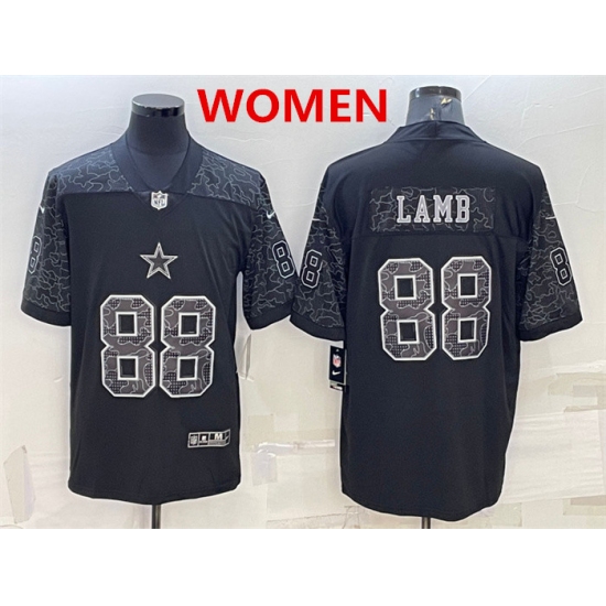 women's dallas cowboys #88 ceedee lamb black reflective limited stitched football jersey - Ujersey