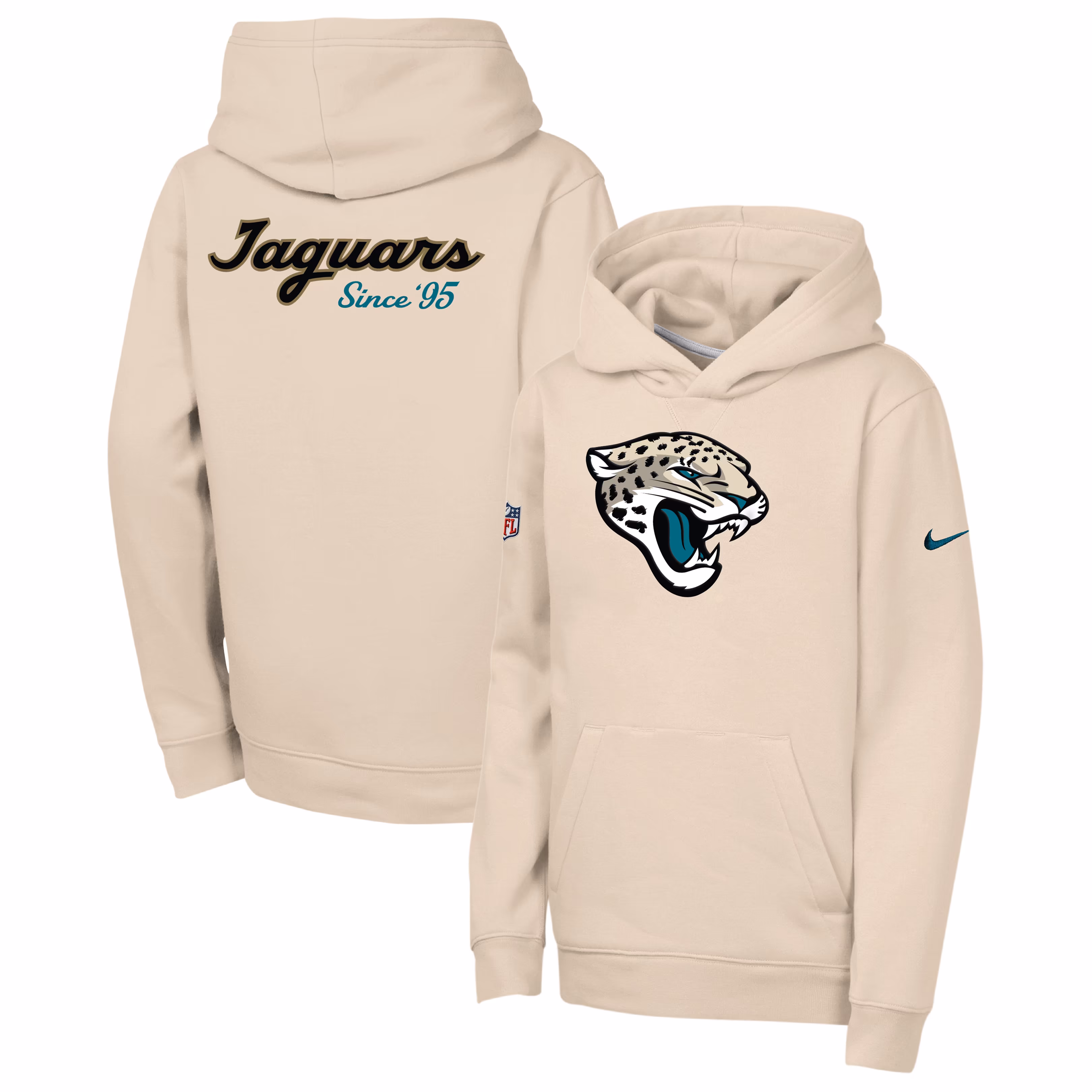 Youth Jacksonville Jaguars  Nike Natural 2026 Rivalries Collection Sideline Club Fleece Pullover Hoodie - Ujersey