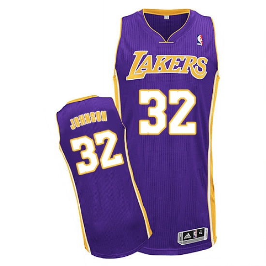 Men's Adidas Los Angeles Lakers #32 Magic Johnson Authentic Purple Road NBA Jersey - Ujersey