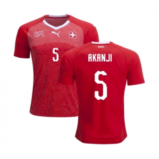 Switzerland #5 Akanji Home Soccer Country Jersey