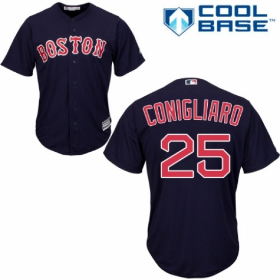 Youth Majestic Boston Red Sox #25 Tony Conigliaro Authentic Navy Blue Alternate Road Cool Base MLB Jersey - Ujersey