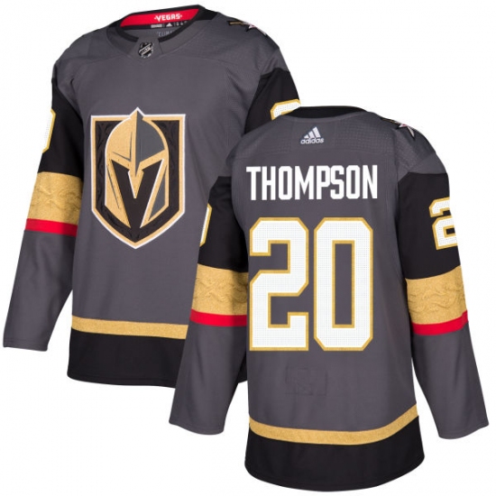 Men's Adidas Vegas Golden Knights #20 Paul Thompson Premier Gray Home NHL Jersey - Ujersey