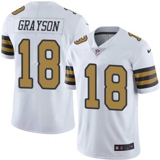Youth Nike New Orleans Saints #18 Garrett Grayson Limited White Rush Vapor Untouchable NFL Jersey - Ujersey