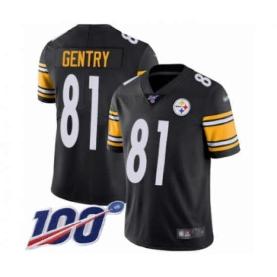 Youth Pittsburgh Steelers #81 Zach Gentry Black Team Color Vapor Untouchable Limited Player 100th Season Football Jersey - Ujersey
