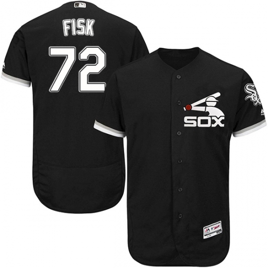 Men's Majestic Chicago White Sox #72 Carlton Fisk Authentic Black Alternate Home Cool Base MLB Jersey - Ujersey