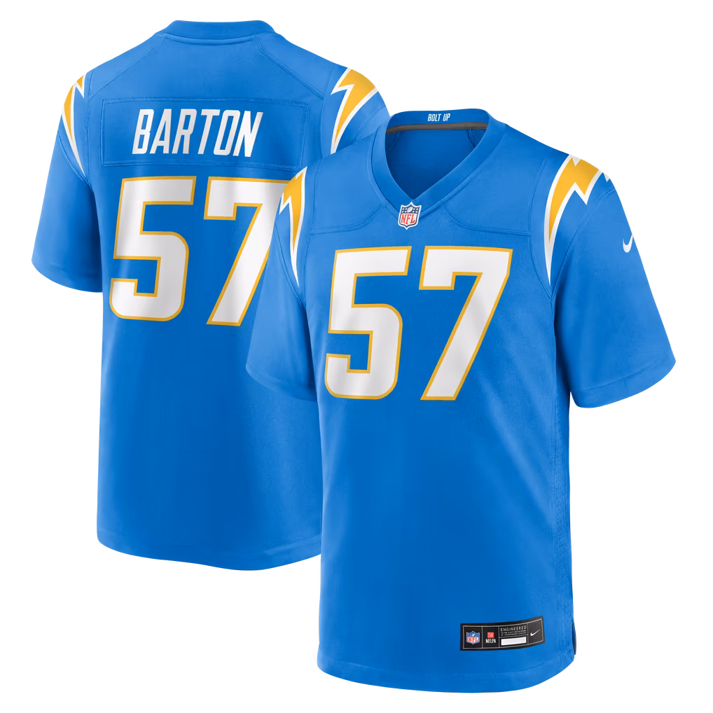 Men's Los Angeles Chargers Lander Barton Nike Powder Blue Team Game Jersey - Ujersey