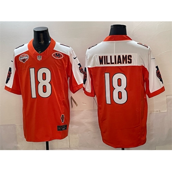 Men's Chicago Bears #18 Caleb Williams Orange White F.U.S.E. 2025 NFC North Champions & VMH Vapor Untouchable Limited Stitched Football Jersey - Ujersey