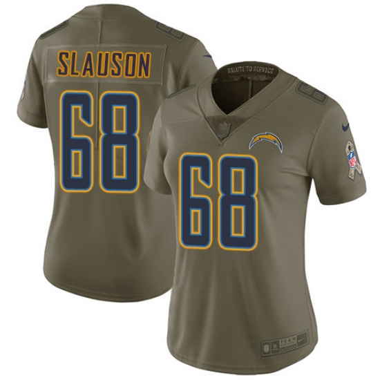 Women's Nike Los Angeles Chargers #68 Matt Slauson Limited Olive 2017 Salute to Service NFL Jersey - Ujersey