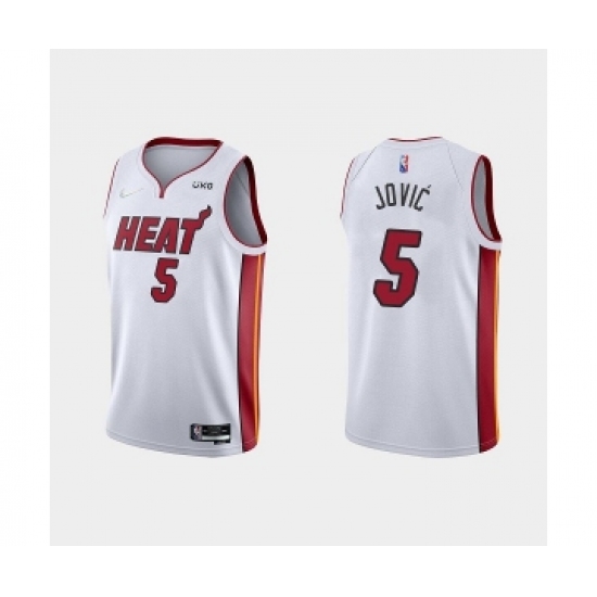 Men's Miami Heat #5 Nikola Jovic 2022 White Stitched Basketball Jersey - Ujersey