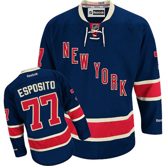 Men's Reebok New York Rangers #77 Phil Esposito Authentic Navy Blue Third NHL Jersey - Ujersey