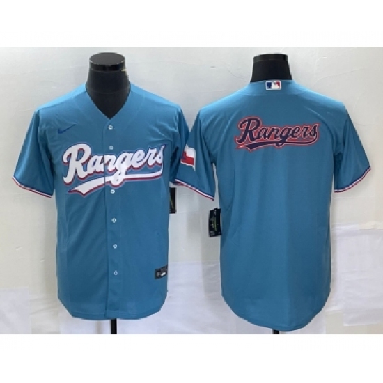 Men's Nike Texas Rangers Blank Light Blue Stitched Cool Base Nike Jersey 1 - Ujersey
