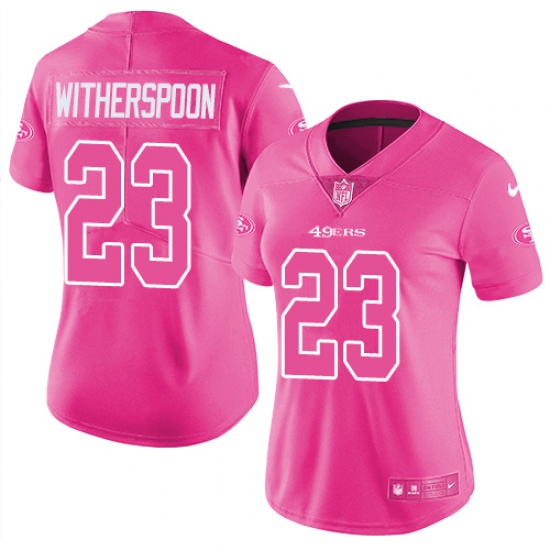 Women's Nike San Francisco 49ers #23 Ahkello Witherspoon Limited Pink Rush Fashion NFL Jersey - Ujersey
