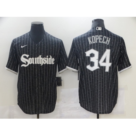 Men's Nike White Sox Southside #34 Michael Kopech Black City Connect Authentic Jersey