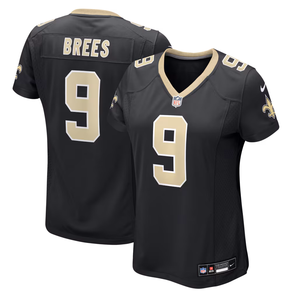 Women's New Orleans Saints Drew Brees Nike Black Team Game Jersey - Ujersey Shop