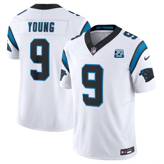 Men's Carolina Panthers #9 Bryce Young White 2024 30th Anniversary F.U.S.E. Vapor Limited Stitched Football Jersey - Ujersey