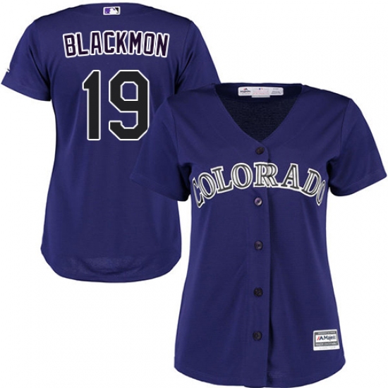 Women's Majestic Colorado Rockies #19 Charlie Blackmon Authentic Purple Alternate 1 Cool Base MLB Jersey - Ujersey