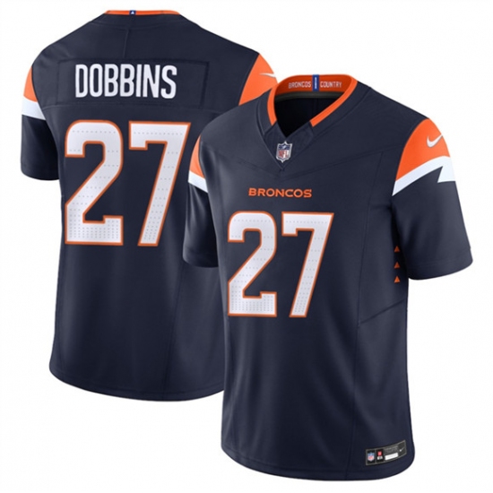 Men's Denver Broncos #27 J.K. Dobbins Navy F.U.S.E. Vapor Limited Football Stitched Jersey