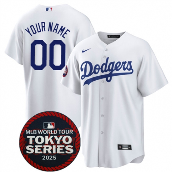 Men's Los Angeles Dodgers ACTIVE PLAYER Custom White 2025 World Tour Tokyo Series Home Stitched Baseball Jersey - Ujersey