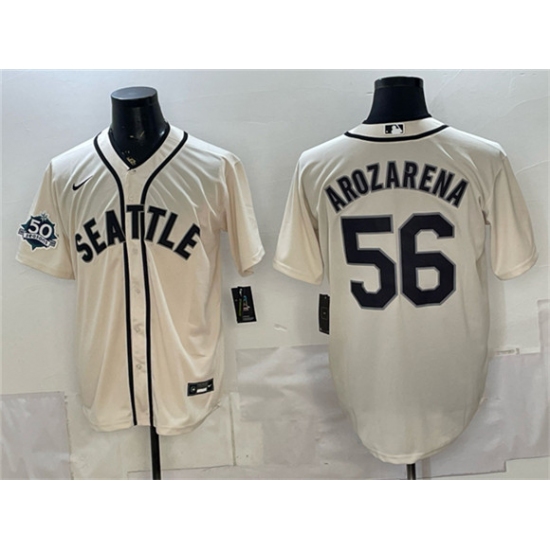 Men's Seattle Mariners #56 Randy Arozarena Cream 50th Anniversary Alternate Stitched Baseball Jersey
